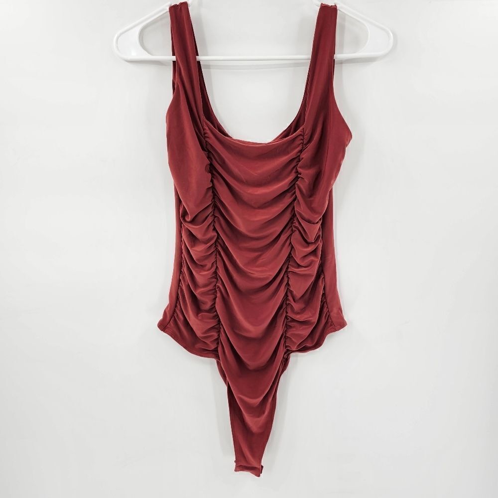 Liz and sara bodysuit red burnt orange rust ruched large